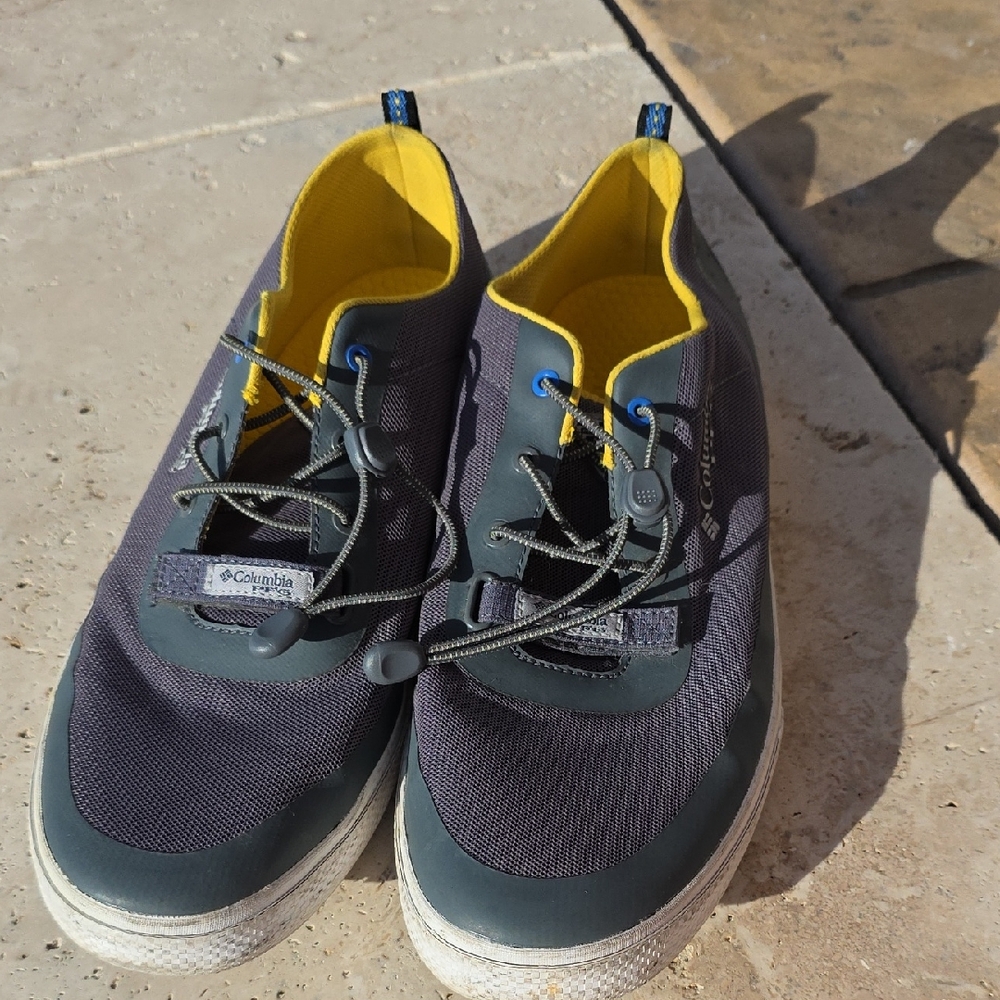 Columbia Men's Dorado CVO PFG boat shoe in the Ti Grey Steel/Electron Yellow